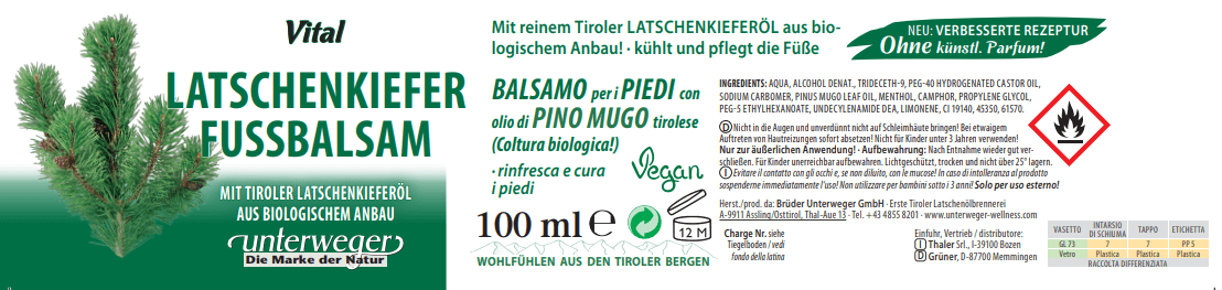 Latschenkiefer Fußbalsam | 100 ml Latschenkiefer Fussbalsam 100 ml Bio Vegan Naturkosmetik