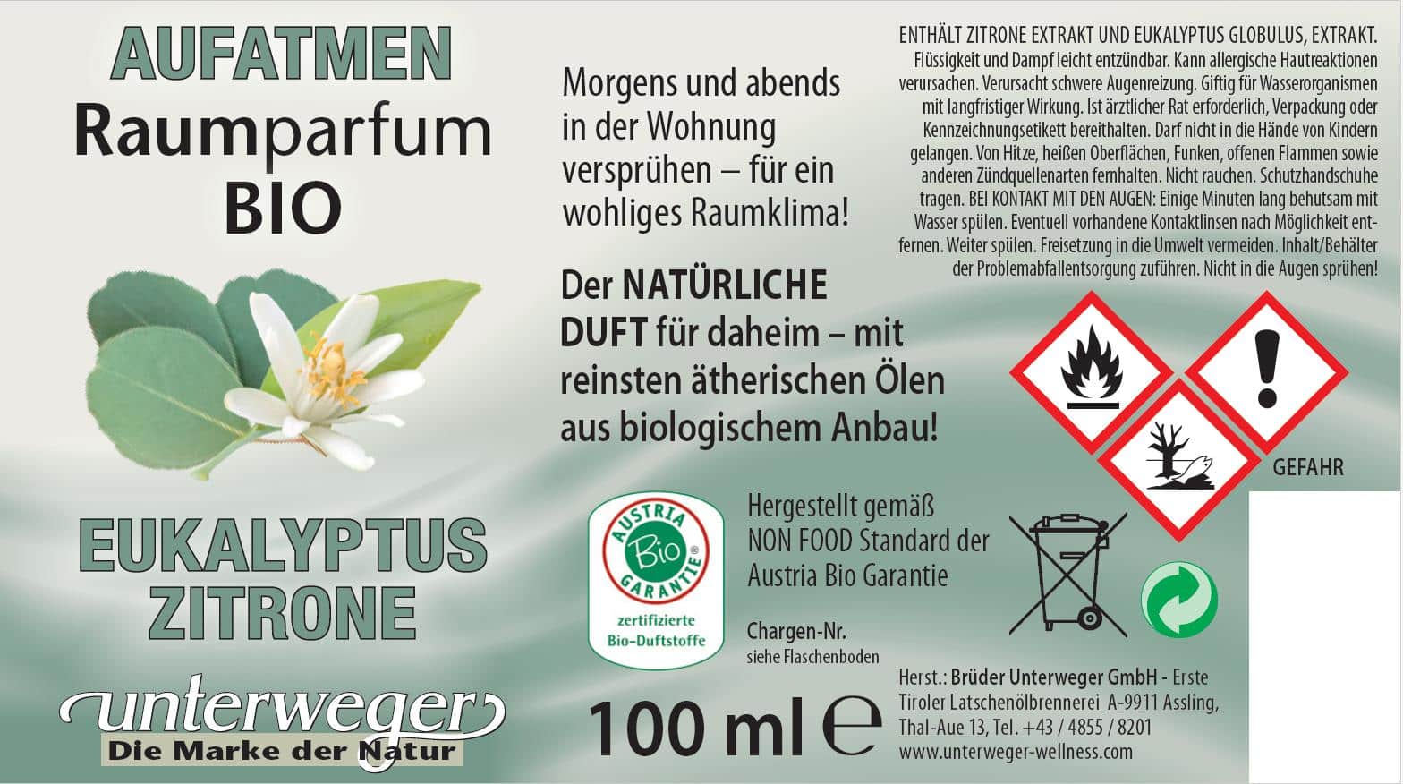 Bio-Raumparfum Aufatmen | 100 ml BIO RAUMPARFUM AUFATMEN 100 ML