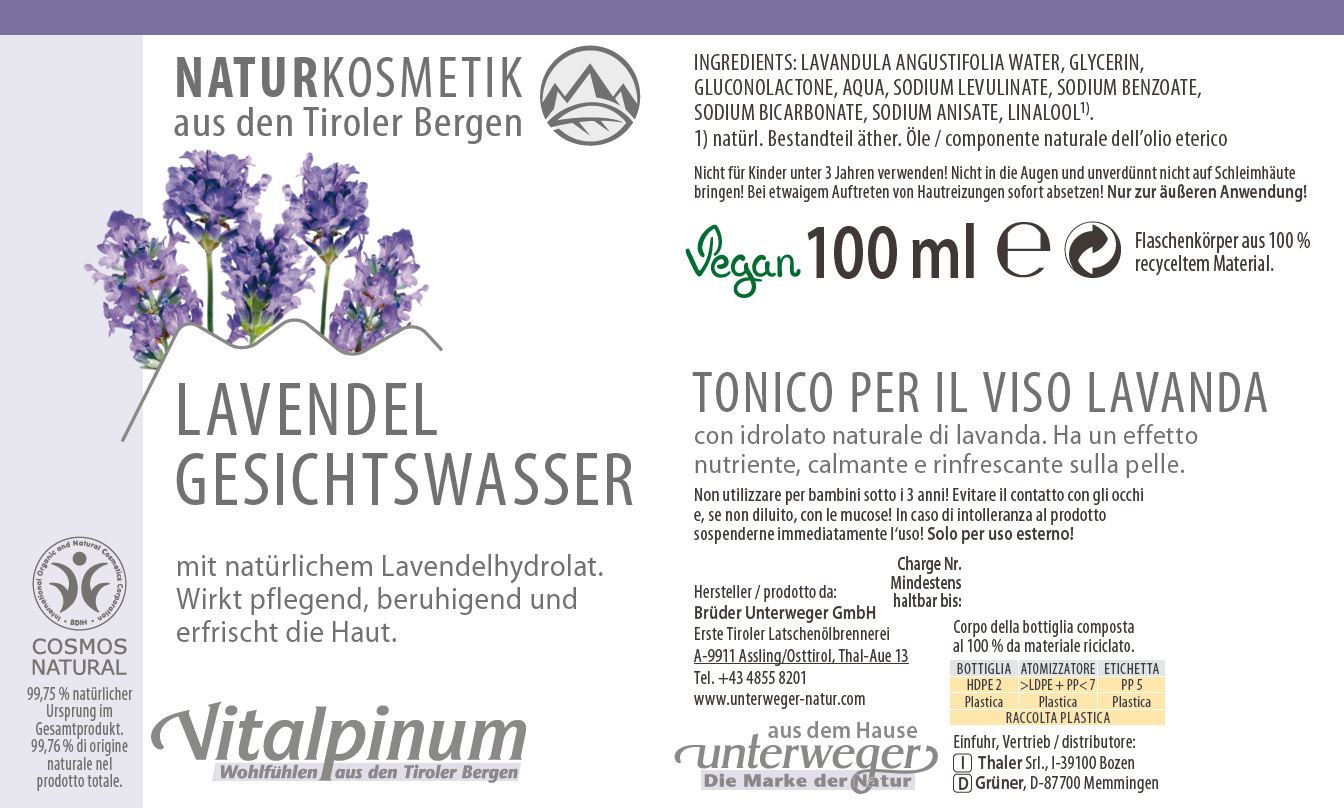 Lavendel Gesichtswasser 100ml etikett lavendel gesichtswasser