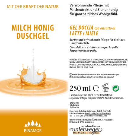 Milch Honig Duschgel | 250 ml Milch Honig Duschgel 250 ml