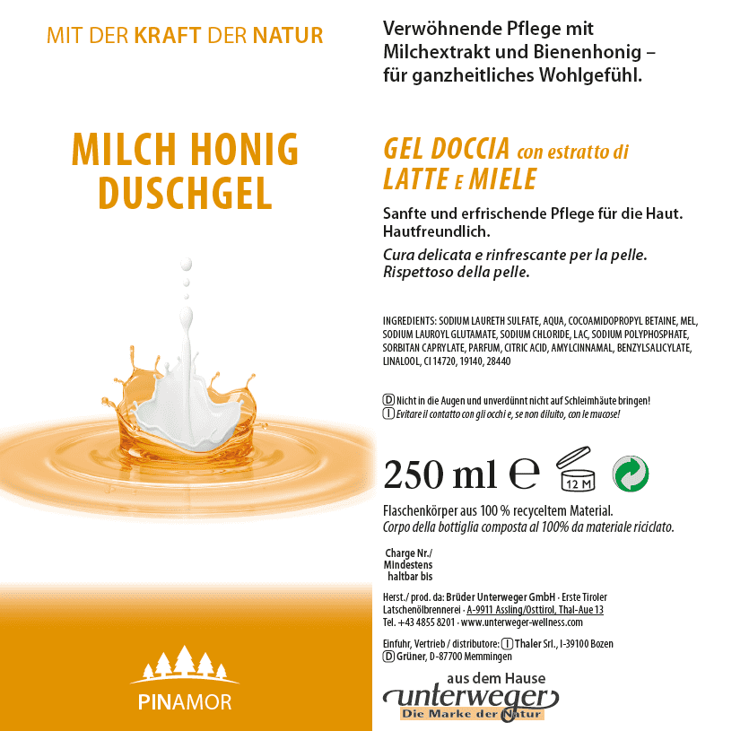 Milch Honig Duschgel | 250 ml Milch Honig Duschgel 250 ml