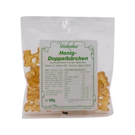 Minkenhus Honig-Doppelbärchen 100g – Gummibonbons mit Honig und Vitaminen im Beutel