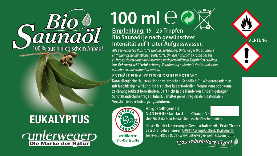 Bio-Saunaöl Eukalyptus | 100 ml BIO SAUNAÖL EUKALYPTUS 100 ML