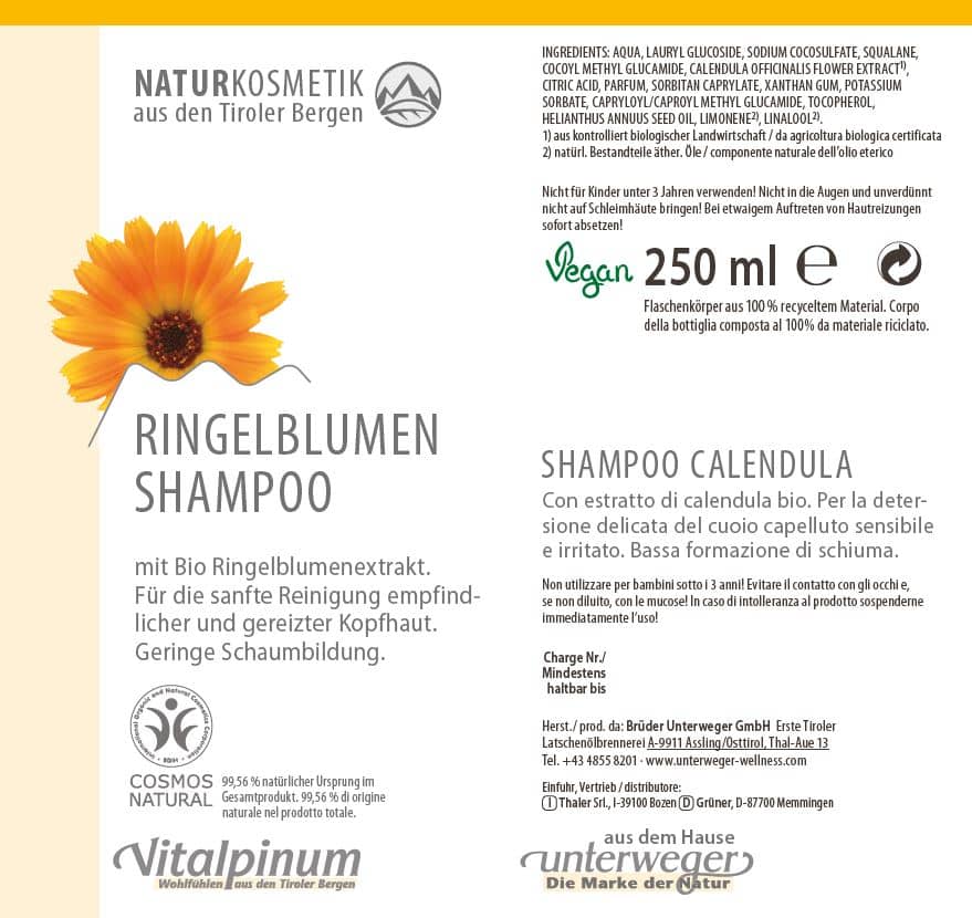 Ringelblumen Shampoo | 250 ml Naturkosmetik Ringelblumen Shampoo 250 ml Vegan Naturkosmetik
