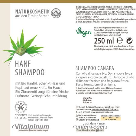 Hanf Shampoo 250 ml Vegan