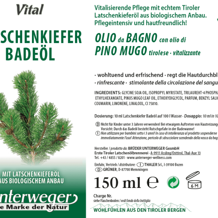 Latschenkiefer Badeöl 150 ml Vegan Naturkosmetik