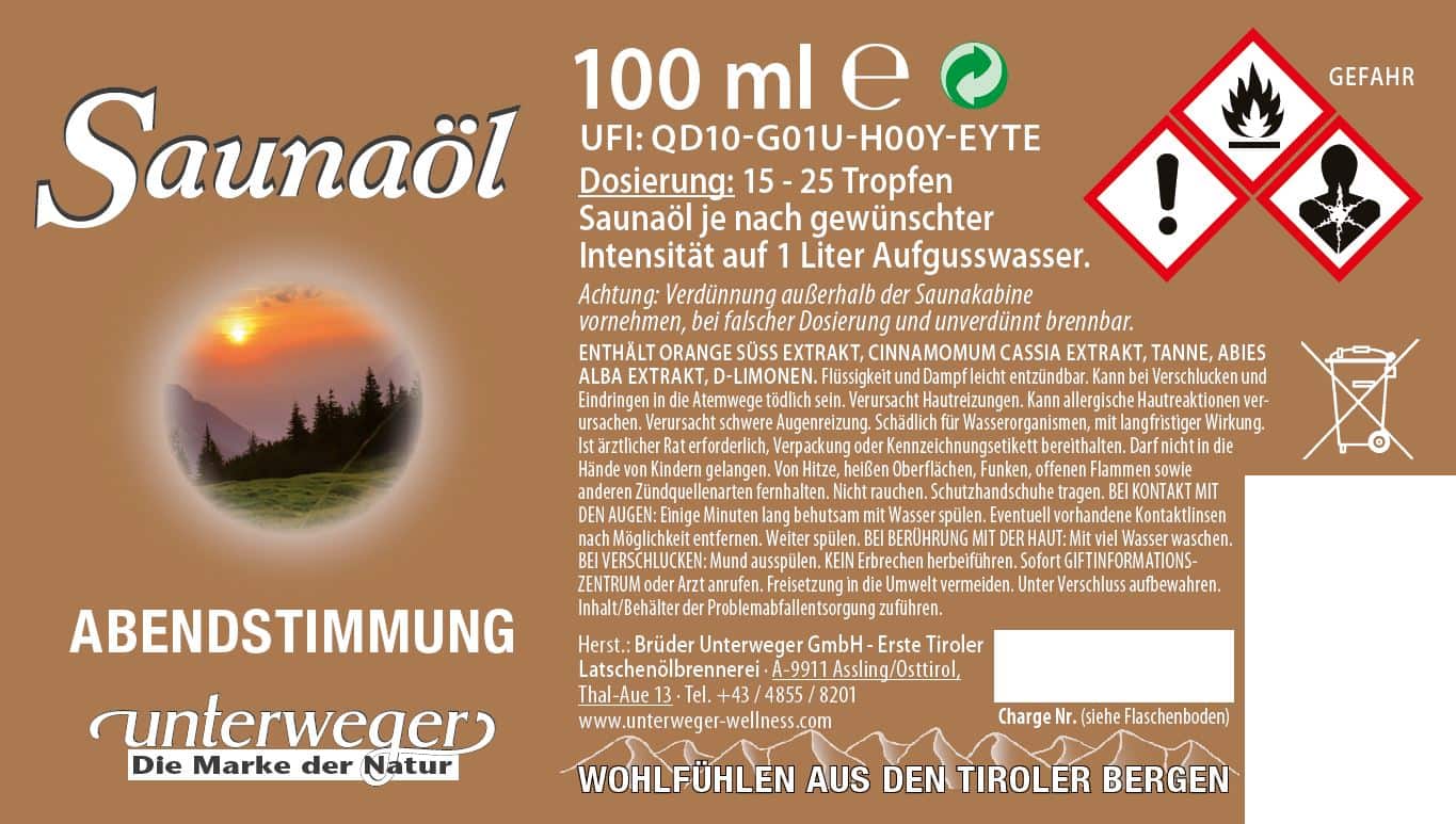 Saunaöl Abendstimmung | 100 ml Saunaöl Abendstimmung 100 ML